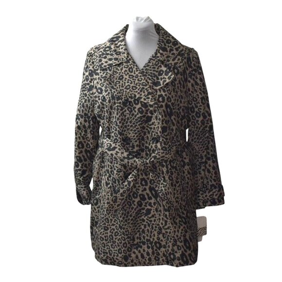 Dana Buchman Jackets & Blazers - Dana Buchman Trench Coat Belted Cheetah Print Womens XL